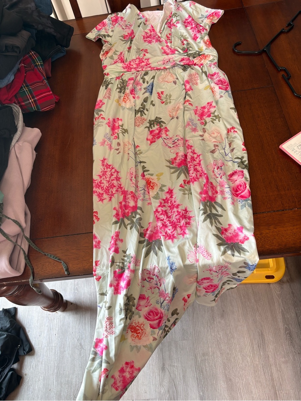 Floral Wrap Maxi Skirt - Pink Floral on Sage